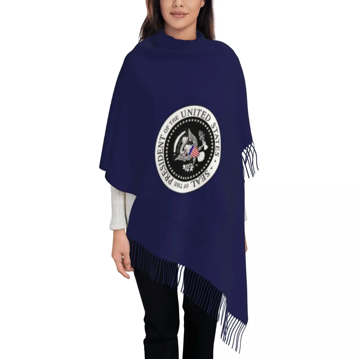

American Presidential Seal Scarf for Women Winter Shawl Wrap USA Trump Election Vote Long Large Shawl Scarf for Evening Dress