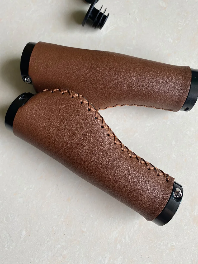 Fahrrad-Lenkerabdeckung, dunkelbraun, Kunstleder, Lenkerabdeckung, Mountainbike, Mikrofaser-Leder, bequemer Griff, Zugriffs – Detail 4