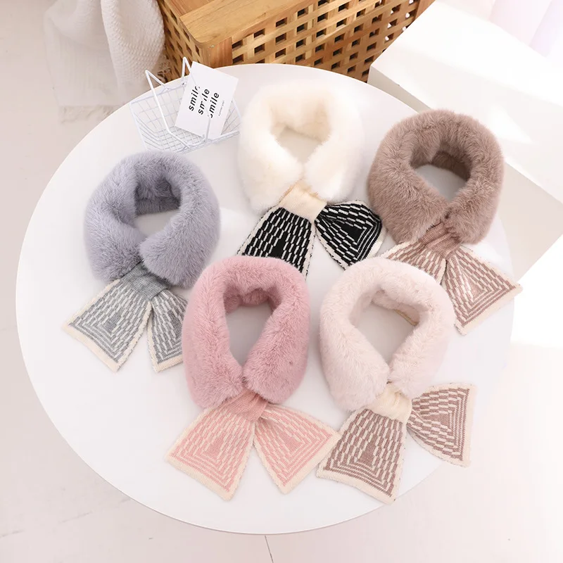 Winter Soft Plush Baby Girl Scarf Fashion Soft Faux Rabbit Fur Collar Scarf Children Neck Warmer Kids Scarves Girl Muffler Gifts