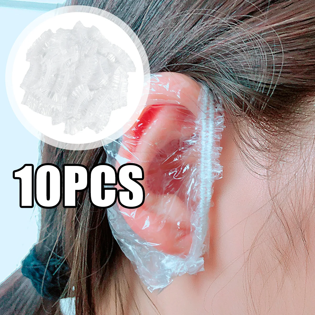 100Pcs Disposable Ear Caps Waterproof Transparent Ear Protectors with
