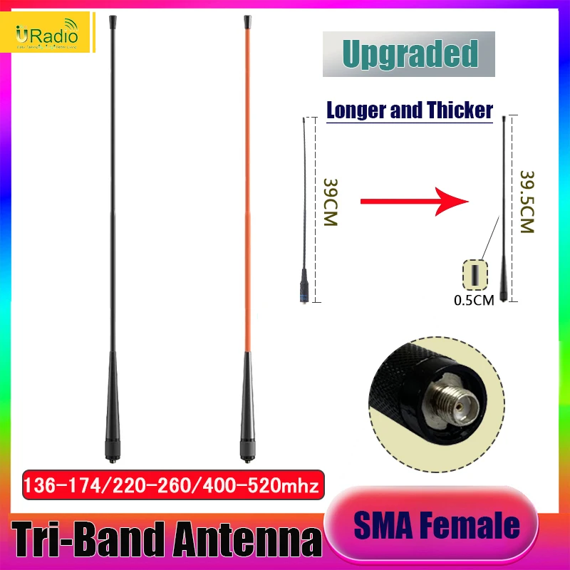 트라이밴드 워키토키 안테나 771 안테나, 향상된 두꺼운 SMA-F VHF UHF, BAOFENG UV21 Quansheng UV-K5 양방향 Raido용
