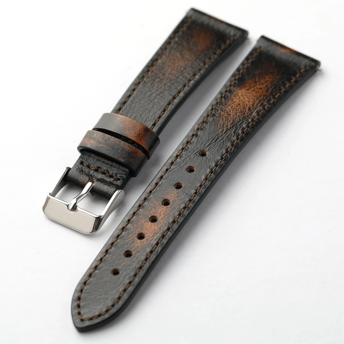 Hand-Painted Retro Italian Leather Watchstrap - Quick Release