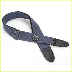 Enhanced Denim Cotton Guitar Strap - Adjustable & Padded for Comfort (Blue)