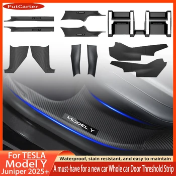 Tesla Model Y Juniper 2025 ABS Door Sill Protectors – 2/4/8 PCS Front & Rear Threshold Anti-Kick Guard Strips, Waterproof Interior Trim Pads 1