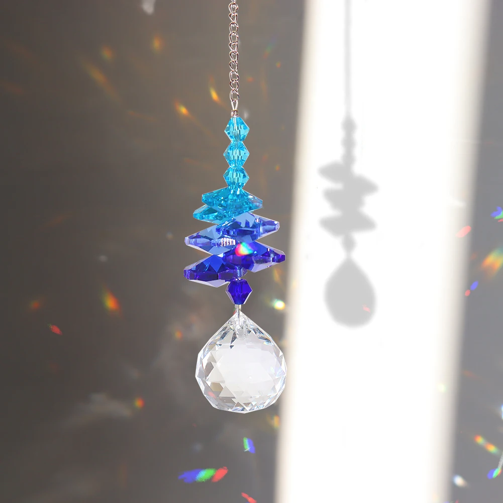 Suncatcher Crystal Wind Chimes Pendant Hexagon Diamond Prisms Hanging Rainbow Chaser Lighting Window Curtain Ornament Home Decor sun catcher crystal pendant sun catchers window ornament