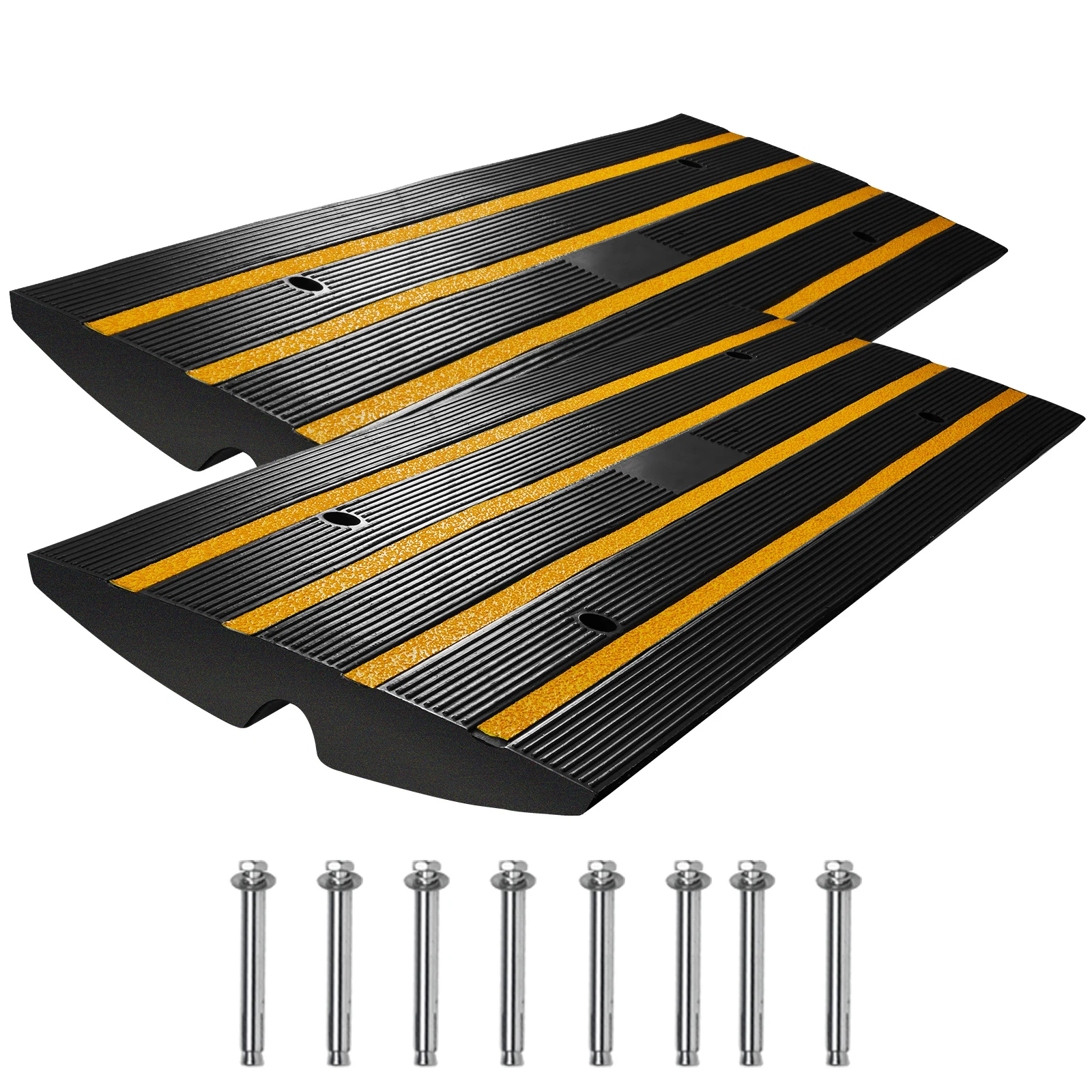 SucceBuy 1/2/ Packs Cable Protector Ramp Curb Rubber Driveway Threshold Bridge Expandable Ramp for Loading Dock Garage Sidewalk
