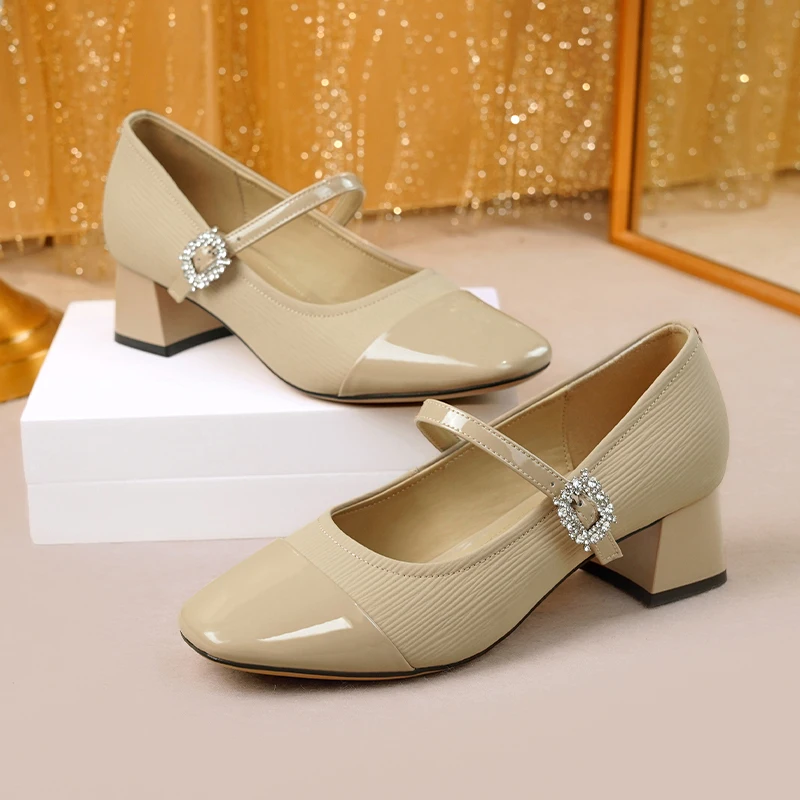AIYUQI Mary Jane Women Shoes Genuine Leather 2024 New Women's Spring Shoes Mid-Heel Fashion Women's Office  Shoes