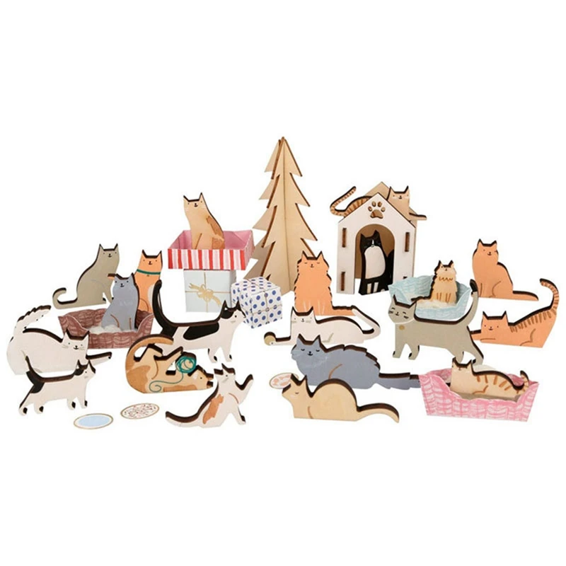 

Dog Advent Calendar Suitcase, Cute Animal Wood-Land Advent Calendar Christmas Holiday Calendar Xmas Surprise Gift Easy To Use