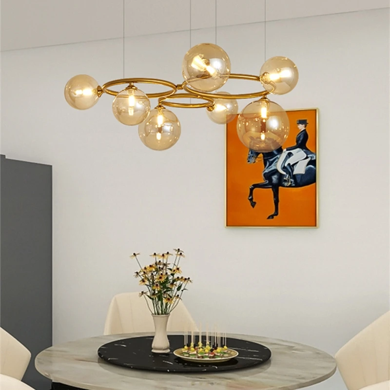 Nordic G9 Magic Bean lampadario a soffitto nero per soggiorno camera da letto Hotel lampada dorata corpo fumo lampada a sospensione a LED in vetro grigio