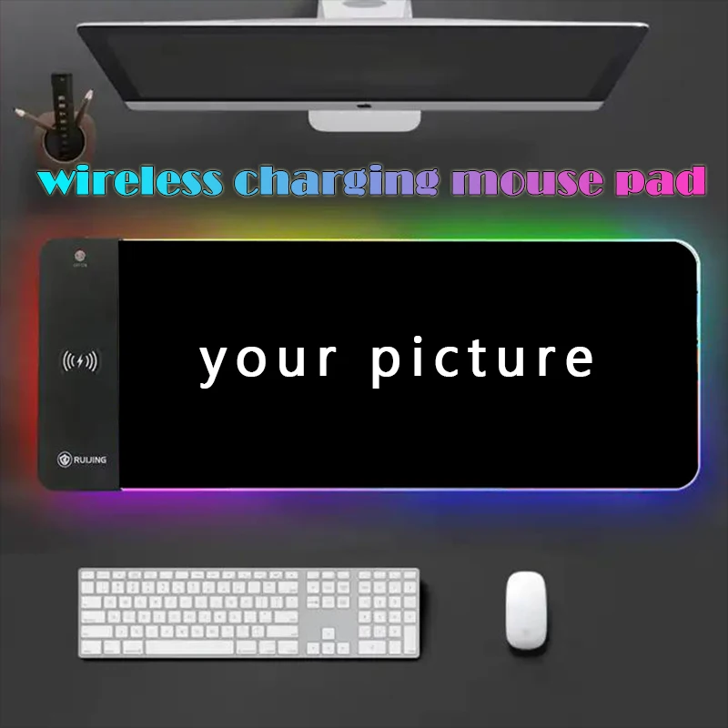 

DIY пользовательский коврик для мыши 15 Вт беспроводной зарядный коврик для мыши Коврик для мыши геймерский нескользящий коврик для мыши RGB Настольный коврик для компьютера ноутбука клавиатуры светящийся