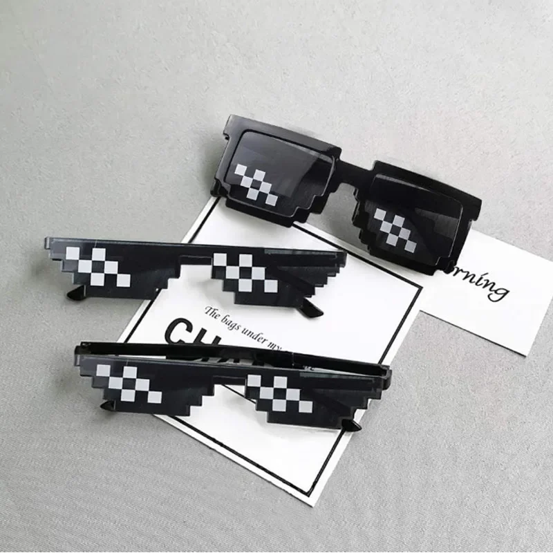 Thug Life Party Sunglasses 8Bit Pixelated Mosaic Gamer MLG Photo Props Glasses Unisex for Adults Teens Funny Cool Life