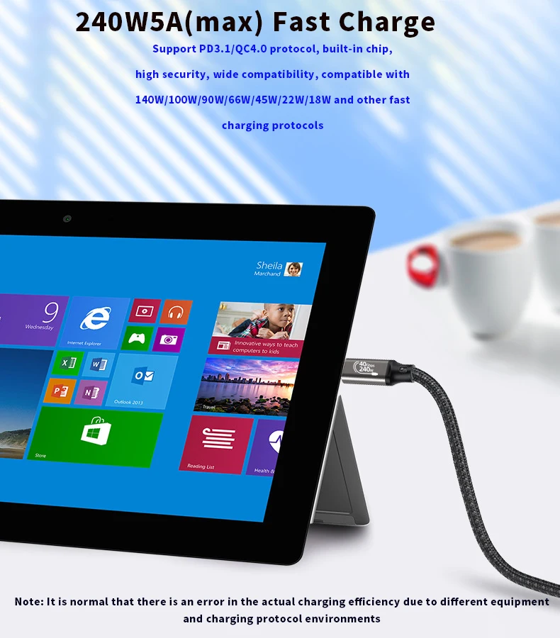 USB C to Type-C   ̺, PD, 240W, 8K, 60Hz, Ʈ 3, iPhone 15 Pro Max, SSD, 40Gbps