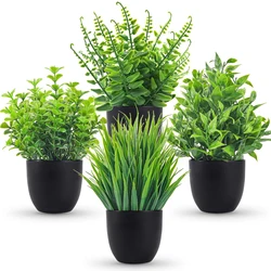 Sleek Black Faux Plant Set for Modern Home and Office Decor (Black)