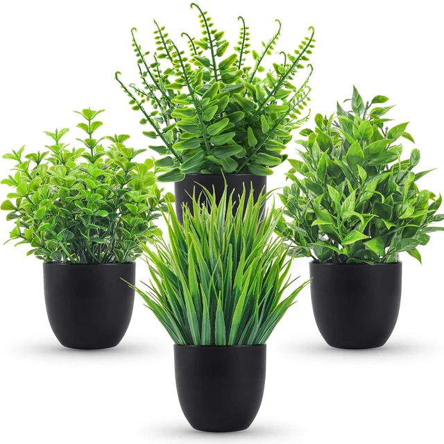 Fake Plants 4 Packs Artificial Plants Small Faux Plants Black