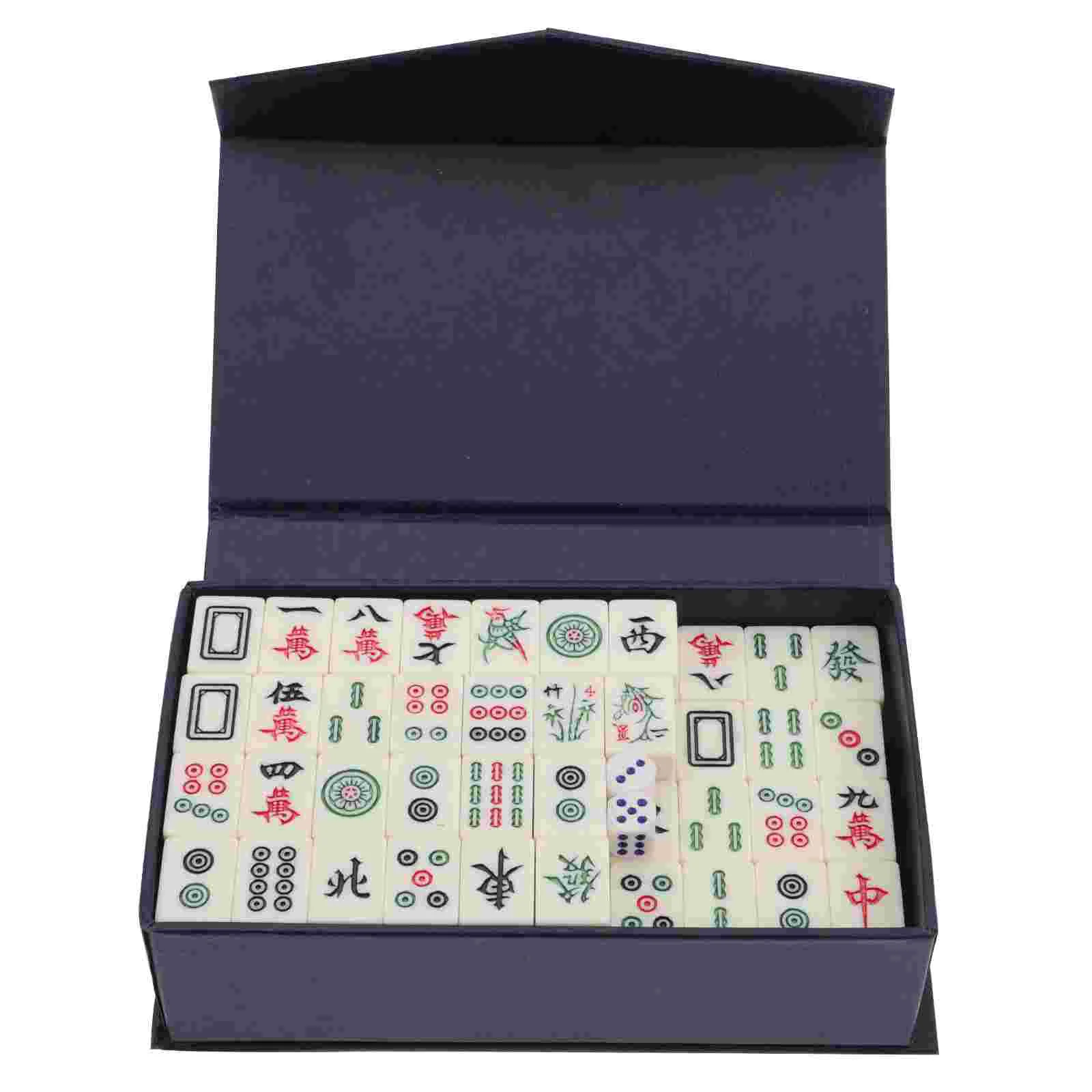 1 Set Mini Mahjong Family Board Party Mahjong with Storage Box