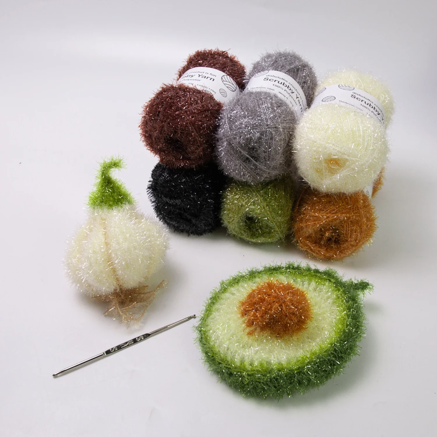 Scrubby Yarn for Scrubbies 6pcs Scrubbing Yarn Multi Colored Polyester for Dish Scrubber Crochet and Knitting Project Craft Kit 4
