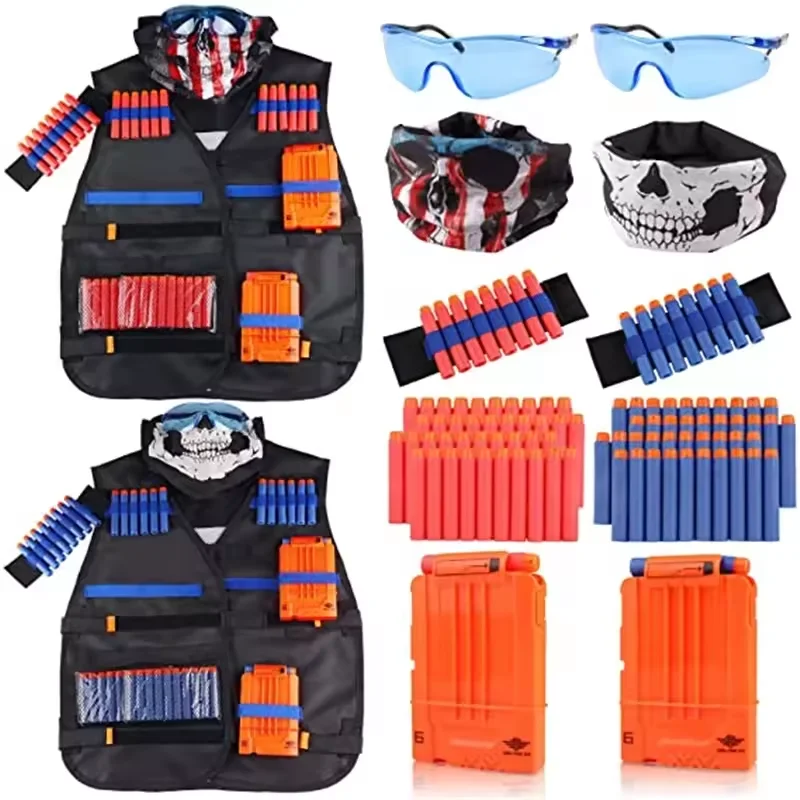 Soft Kids Vest Suit Kit for Nerf N-Strike Elite Series Outdoor Game Tactical Vest Holder Bullets Magazine Goggle Bib Wrist Strap