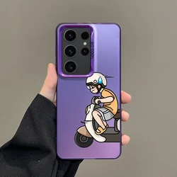 Silver IMD Cover - Cute Couple Electric Car Design Phone Case for Samsung A16 5G (B1 - Purple)