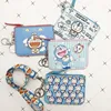 Doraemon PU coin purse card set keychain buckle lanyard student meal card bus card access control card jingle ID card holder 1