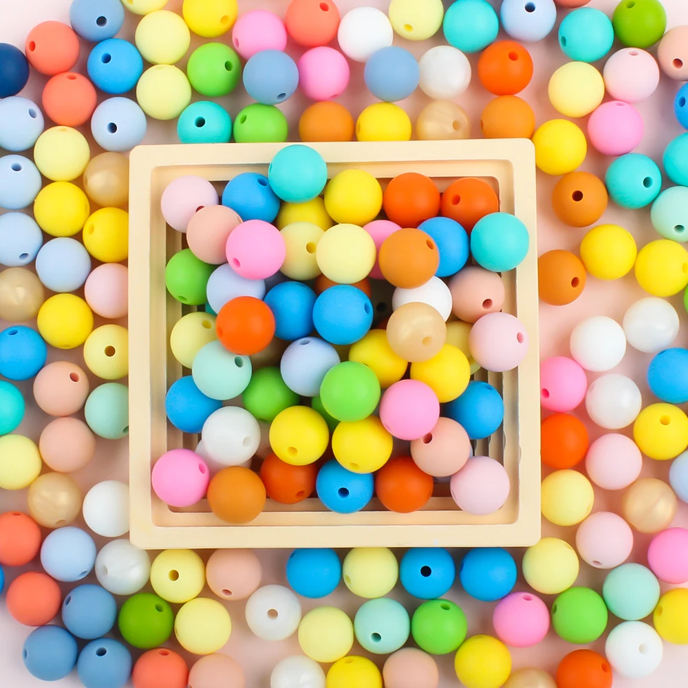 Silicone Teething Beads 15mm 20pcs DIY Chewable Food Grade Infant Leopard Print Round Ball Teething Toys