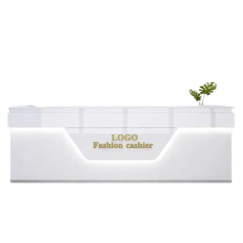 Nordic Checkout Reception Desks Stylish Design Light Luxury Reception Desks Modern Mdf Mostrador Negocio Commercial Furniture