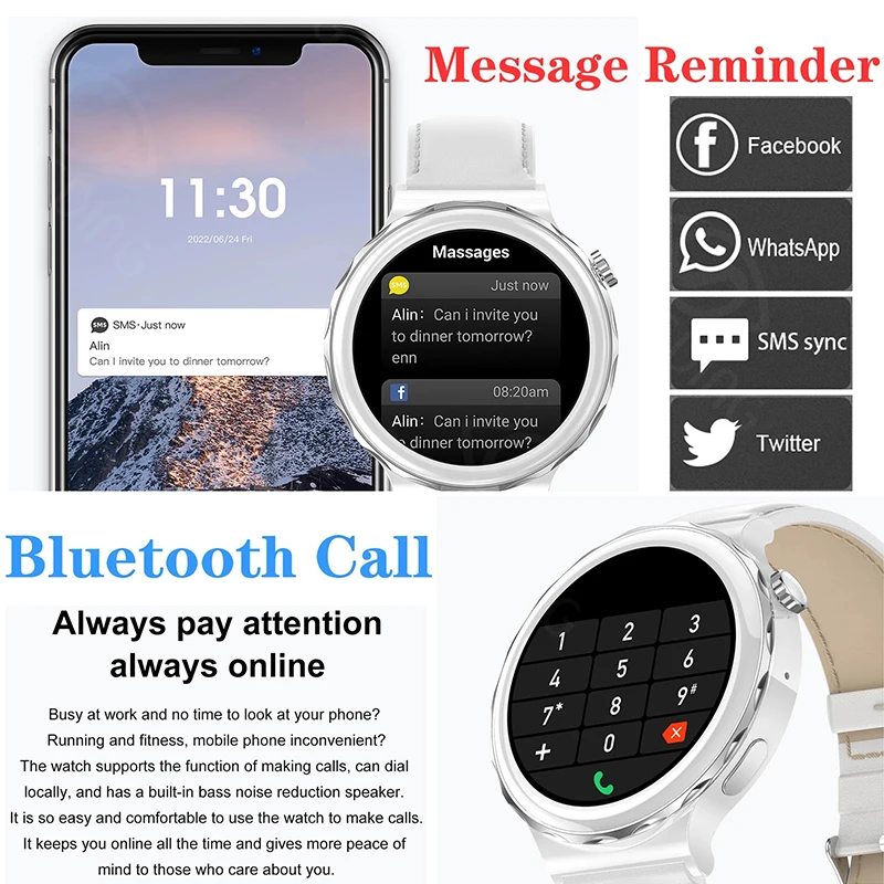 2022  ȭ Ʈ ġ 1.32 ġ 390*390 HD ũ  Smartwatch  ڵ   ð