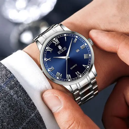 RUIGE Fashion Men's Watch Roman Scale Minimalist Men's Famous Watch Night Glow Waterproof Trendy Watch - Image 5