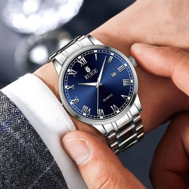 RUIGE Fashion Men's Watch Roman Scale Minimalist Men's Famous Watch Night Glow Waterproof Trendy Watch - Image 5
