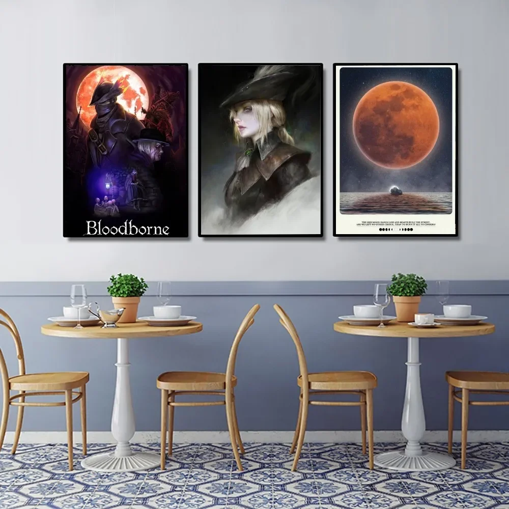 Bloodborne Classic Anime Poster Kraft Club Bar Paper Vintage Poster Wall Art Painting Bedroom Study Stickers