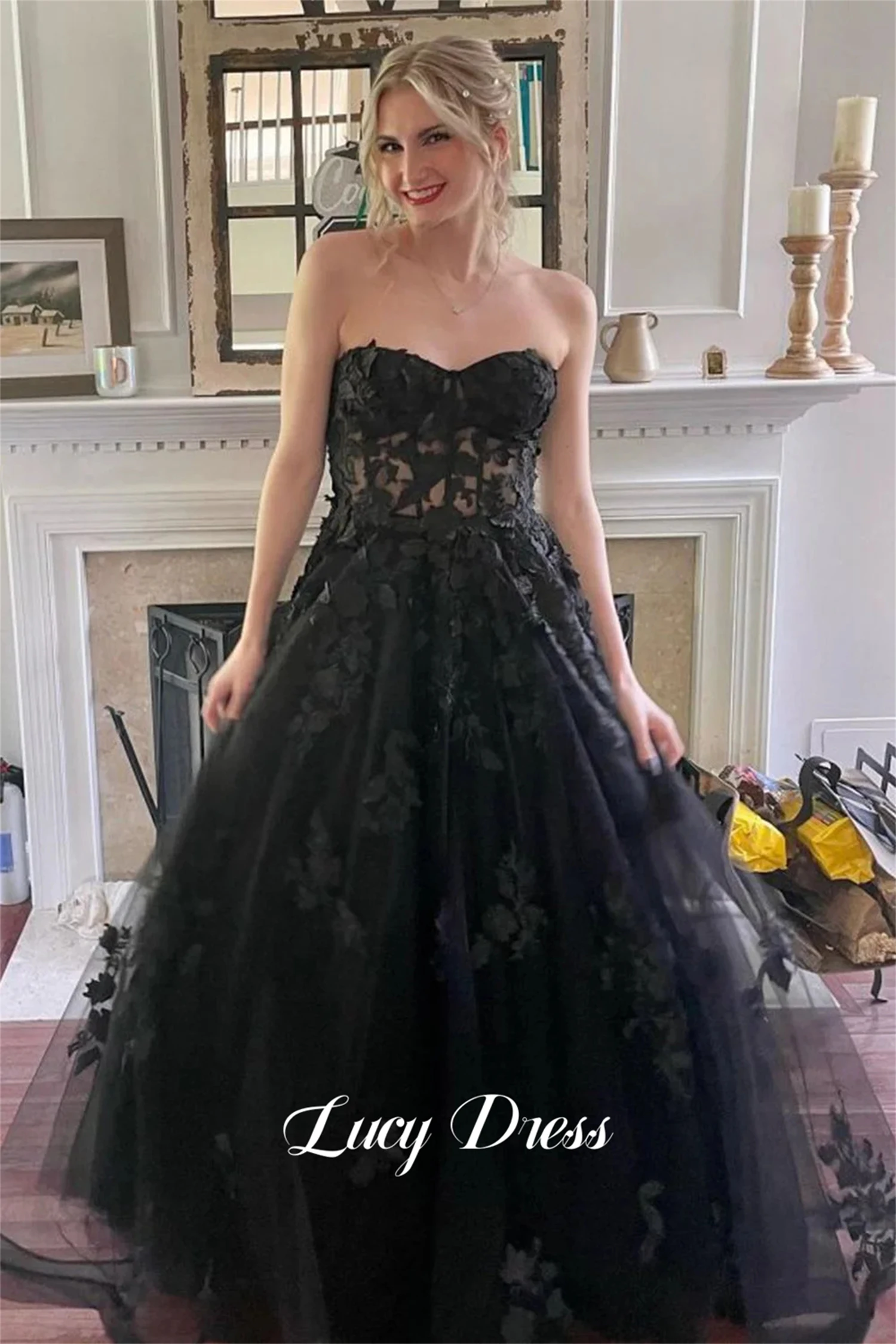 

Lucy Graduation Gown Mesh Ball Applique Brand Dresses for Formal Occasions Women Evening Dress Luxury 2024 Wedding Long Prom