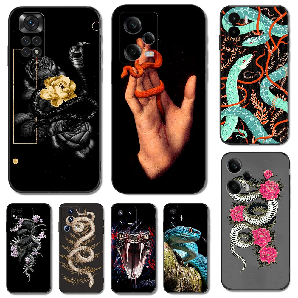 Custodia In Tpu Nero Per Xiaomi 13 Pro Lite Cover Per Telefono Snake Flower Snake Painting Coque