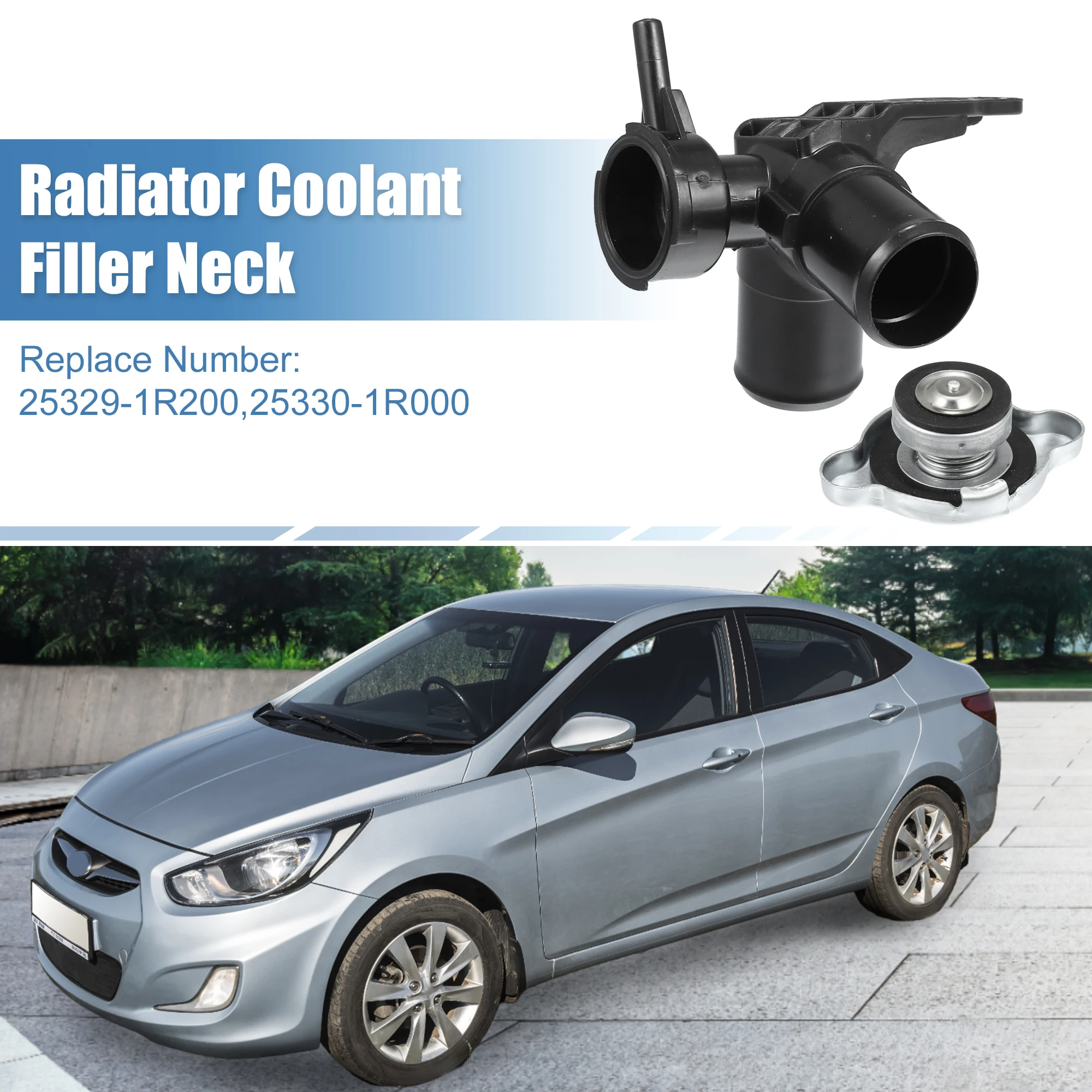 X Autohaux Car Engine Radiator Coolant Filler Neck 253291R200/253301R000 for Hyundai Veloster Base Accent GLS 1.6L L4 2012-