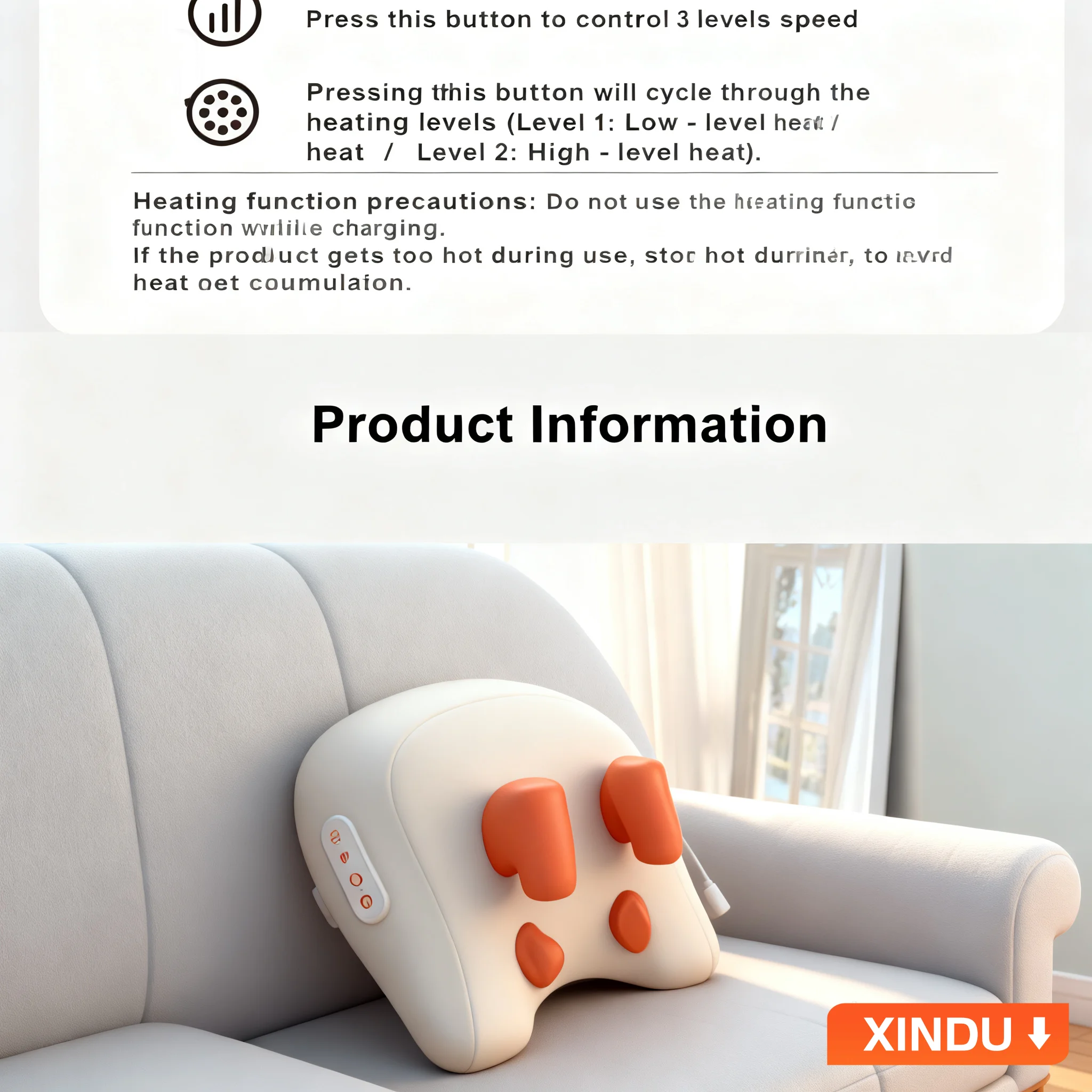 Wireless Professional-Strength Heated Massage Pillow 4