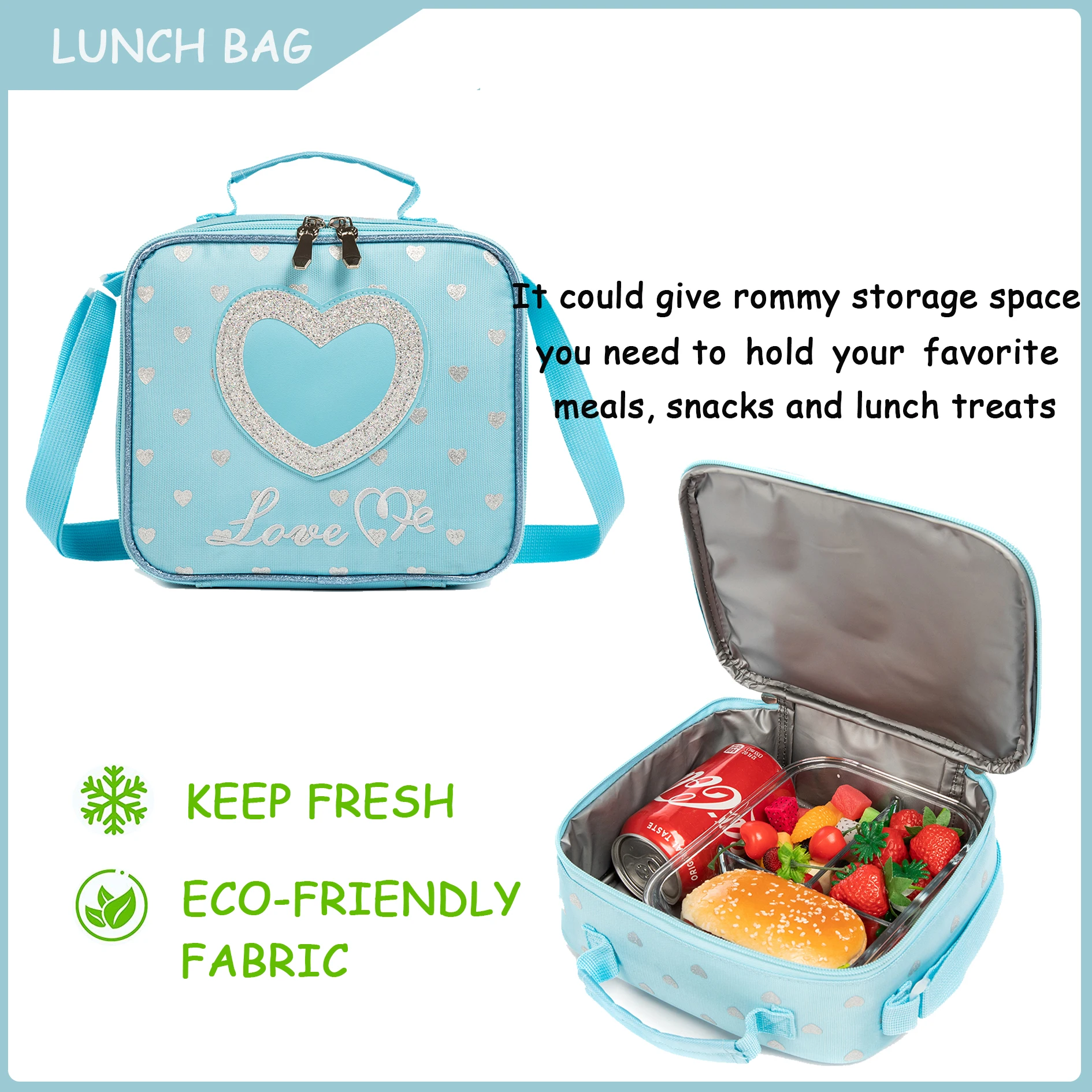 3PCS School Backpacks for Elementary Primary Girls with Lunch Bag and Pencil Case 6