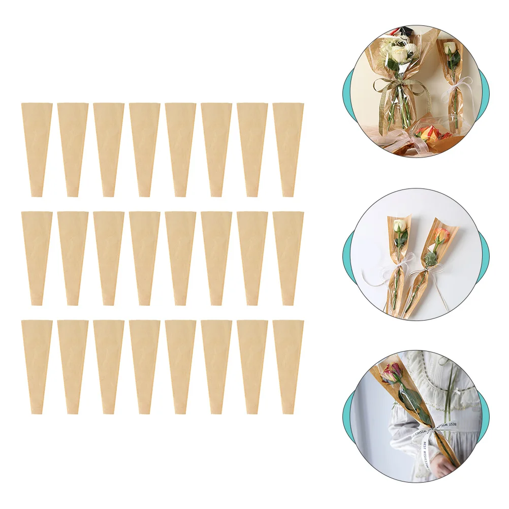 

Khaki Paper Wrapping Bags Bouquet Packaging Bags Glass Floral Arrangement Flower Pouches Paper Packing Bags 40x12cm