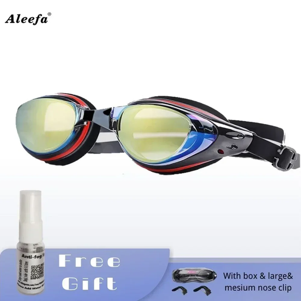 Swimming Goggles Adult Kids Myopia Replaceable Nose Frame Anti-fog