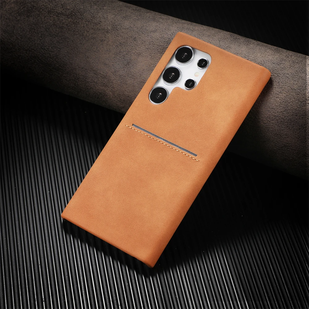 Retro Sheepskin Leather Card Slot Bumper Case with Matte Cover