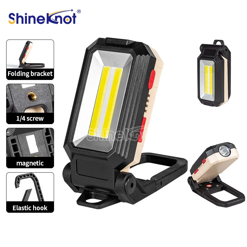 Portable LED Work Light Rechargeable Red Flashing Emergency Lamp with Dual Bulb and Hook