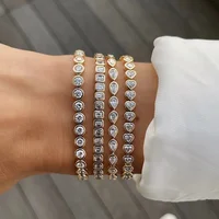 Bracelet en zircone cubique 5A CZ, lunette géométrique de différentes formes, chaîne de Tennis, bijoux classiques à la mode pour femmes 1
