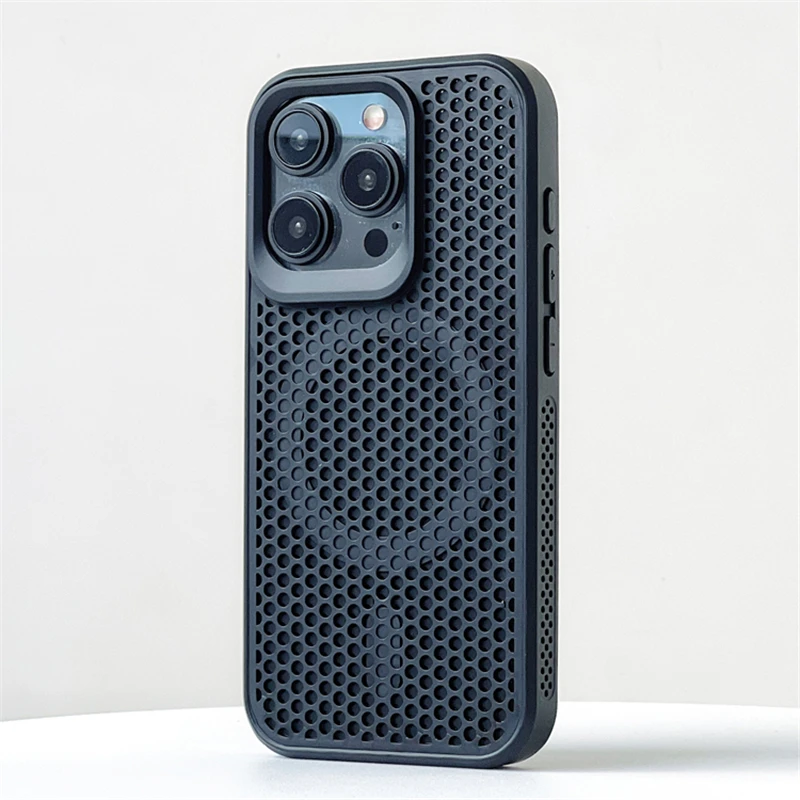 thumbnail image 1 of Heat Dissipation Mesh For Magsafe Magnetic Case For iPhone 15Pro Max 14 13 12 Pro Max Cooling Breathable Wireless Charging Cover, 1 of 5