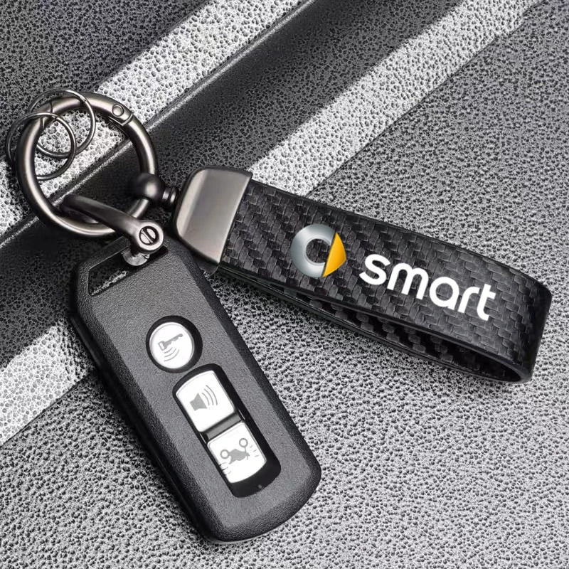 carbonfiberLeatherKeychainCarKeychainHorseshoeBuckleJewelryForSmart451brabusSmart453fortwoforfour-AliExpress