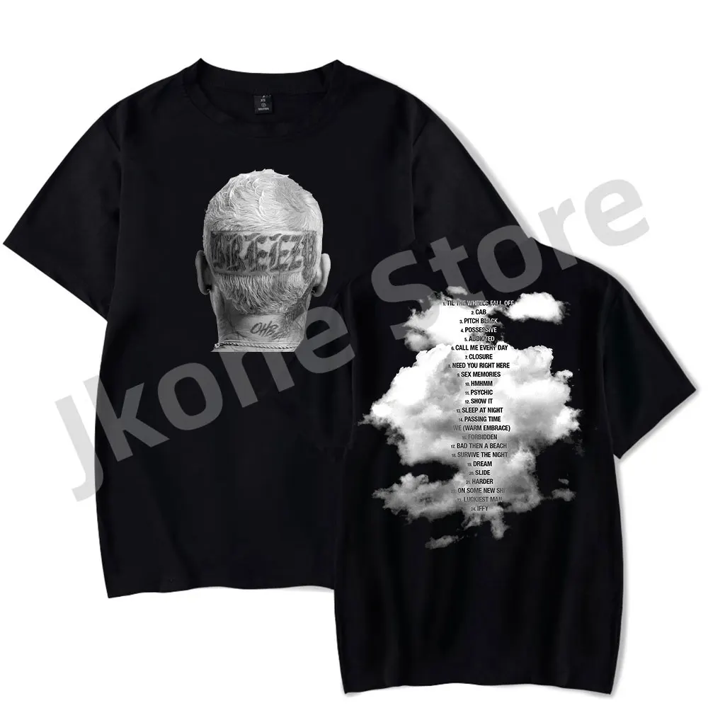 Chris Brown Breezy Album Cover Tee Donna Uomo Moda Casual Stile Hiphop Manica Corta Streetwear