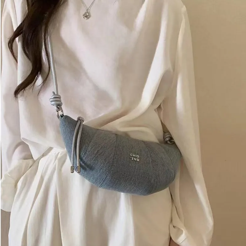 JIAERDI Retro Denim Hobos Bags Purse Women Hot Girls Chain Chic Light Blue Messenger Bag Female Harajuku Aesthetic Crossbody Bag