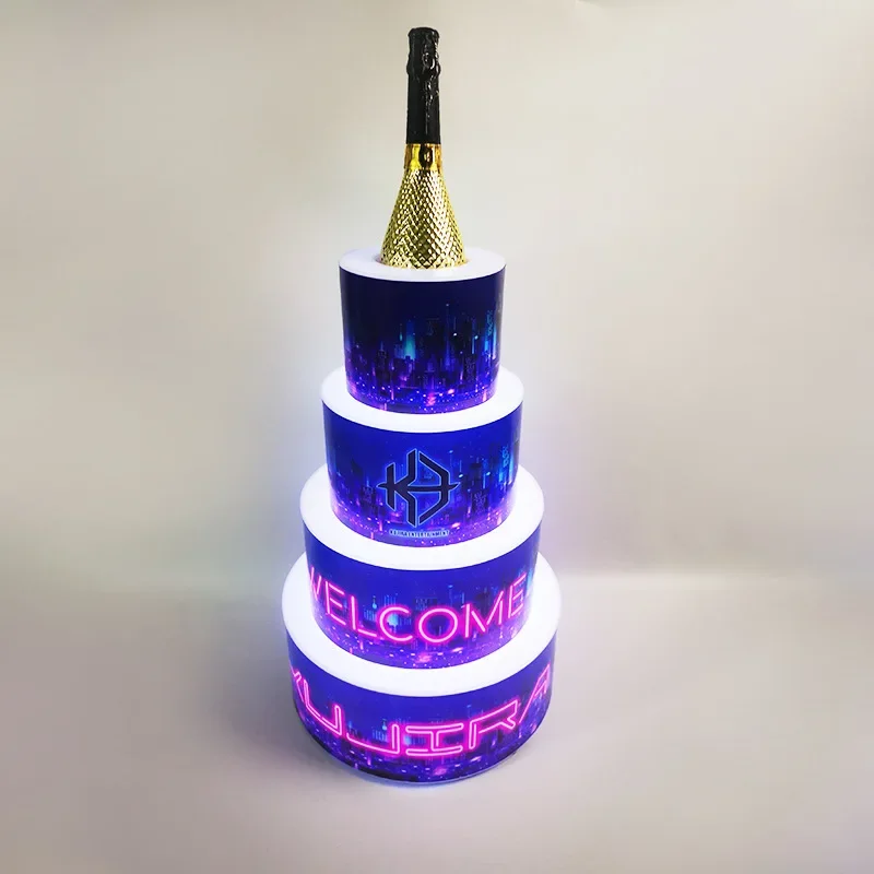 

Поднос для презентаций по обслуживанию бутылок шампанского, светящийся разноцветный брикет в форме торта, вина, бара на день рождения