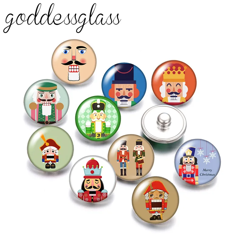

New Cute Cartoon style Nutcracker Soldiers 10pcs Round 12mm/18mm snap buttons for 12mm/18mm snap necklace DIY findings jewelry