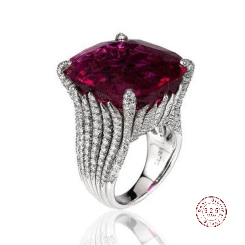 Classic 925 Silver Ring 3Ct AAA+ Zircon Wedding Sterling Jewelry Rings Engagement for Women Girls Xmas Gift