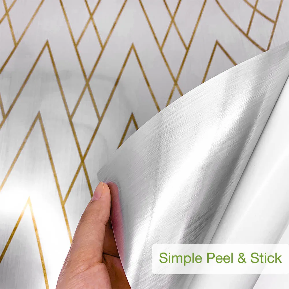 Brushed Metallic Geometric Contact Paper Gold Stripes Peel And