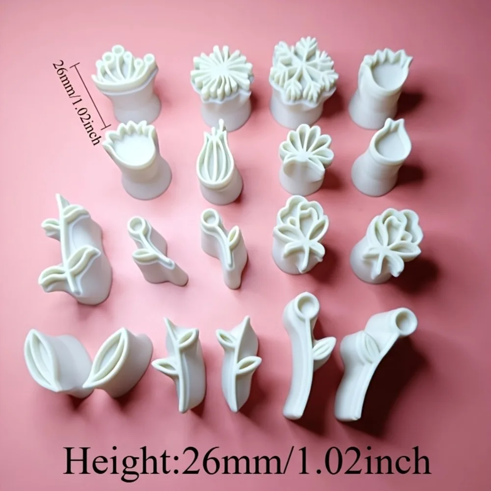 19Pcs 미니 클레이 꽃 잎 스탬프 DIY 공예를위한 꽃 기하학적 디자인 도자기 도구 보석 만들기 북마크 공예 애호가