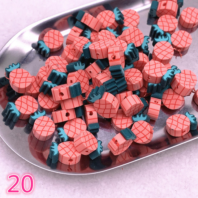 10mm Color Fruit Beads Polymer Clay Beads Polymer Clay Spacer Loose Beads for Jewelry Making DIY Bracelet Accessories