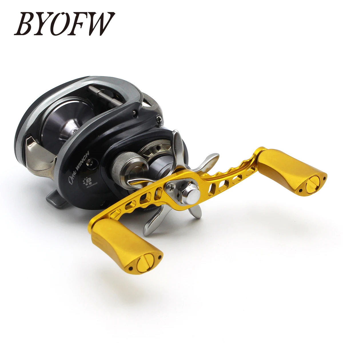 BYOFW Golden CNC Machined Baitcasting Fishing Reel Handle Grip For Abu Garcia Daiwa Hole Size 8*5mm Pole Building Replacement